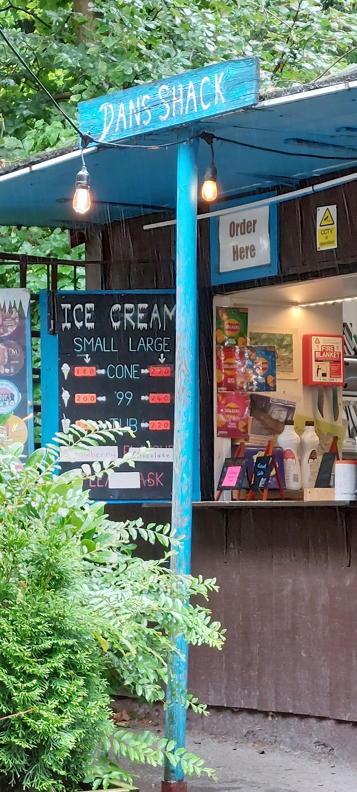 The turquoise order window at Dan's Shack